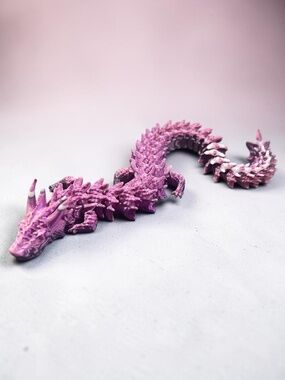 10” 3D Articulated Metallic Purple Pink and White Dragon